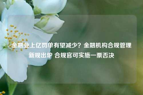 金融业上亿罚单有望减少？金融机构合规管理新规出炉 合规官可实施一票否决