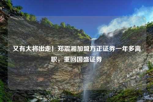 又有大将出走！郑震湘加盟方正证券一年多离职，重回国盛证券