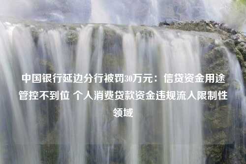 中国银行延边分行被罚30万元：信贷资金用途管控不到位 个人消费贷款资金违规流入限制性领域