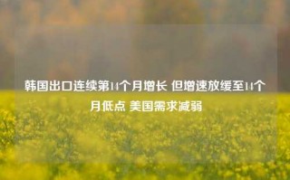 韩国出口连续第14个月增长 但增速放缓至14个月低点 美国需求减弱